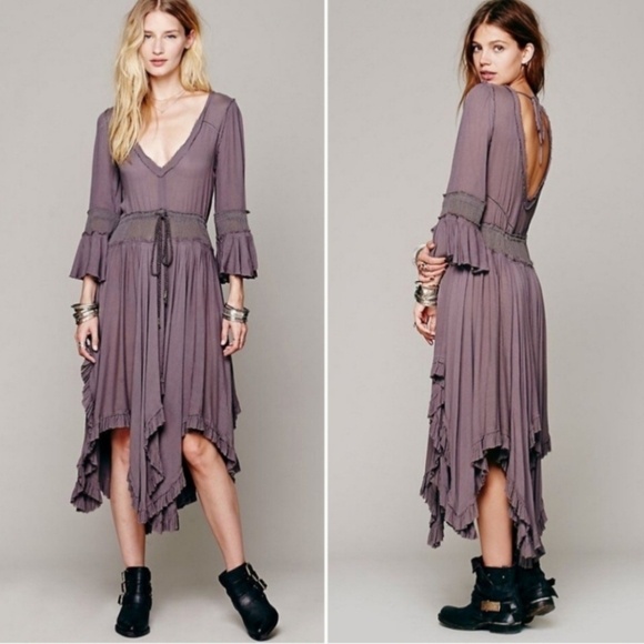 Free People Roomy Ruffle Dress RARE - Picture 4 of 8